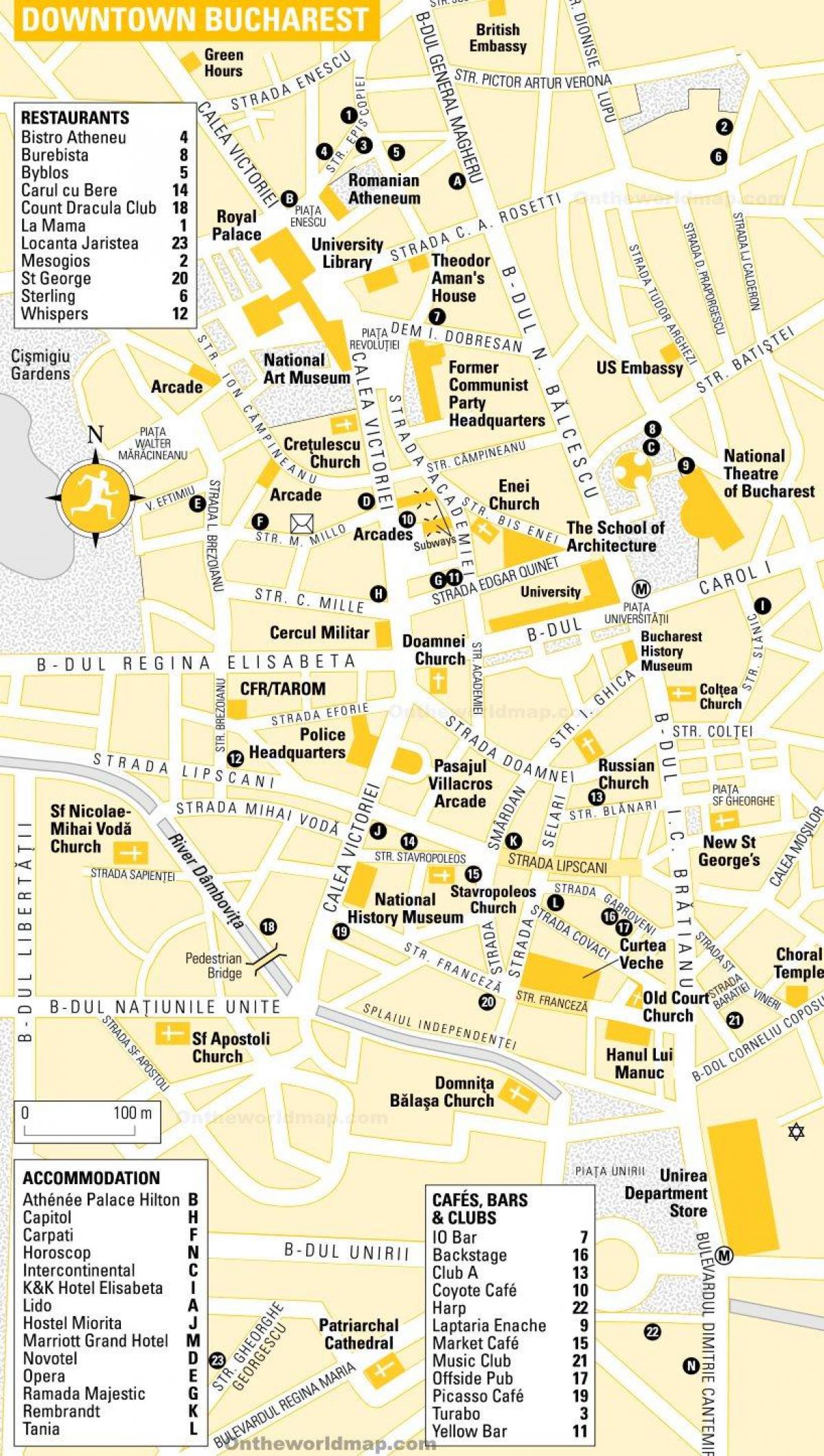 Boekarest stadscentrum kaart