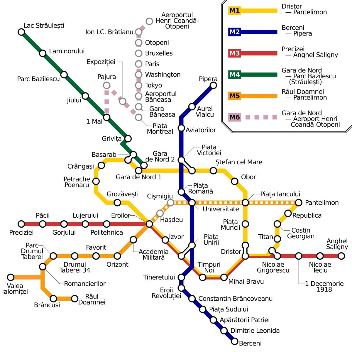 Boekarest metrostation kaart