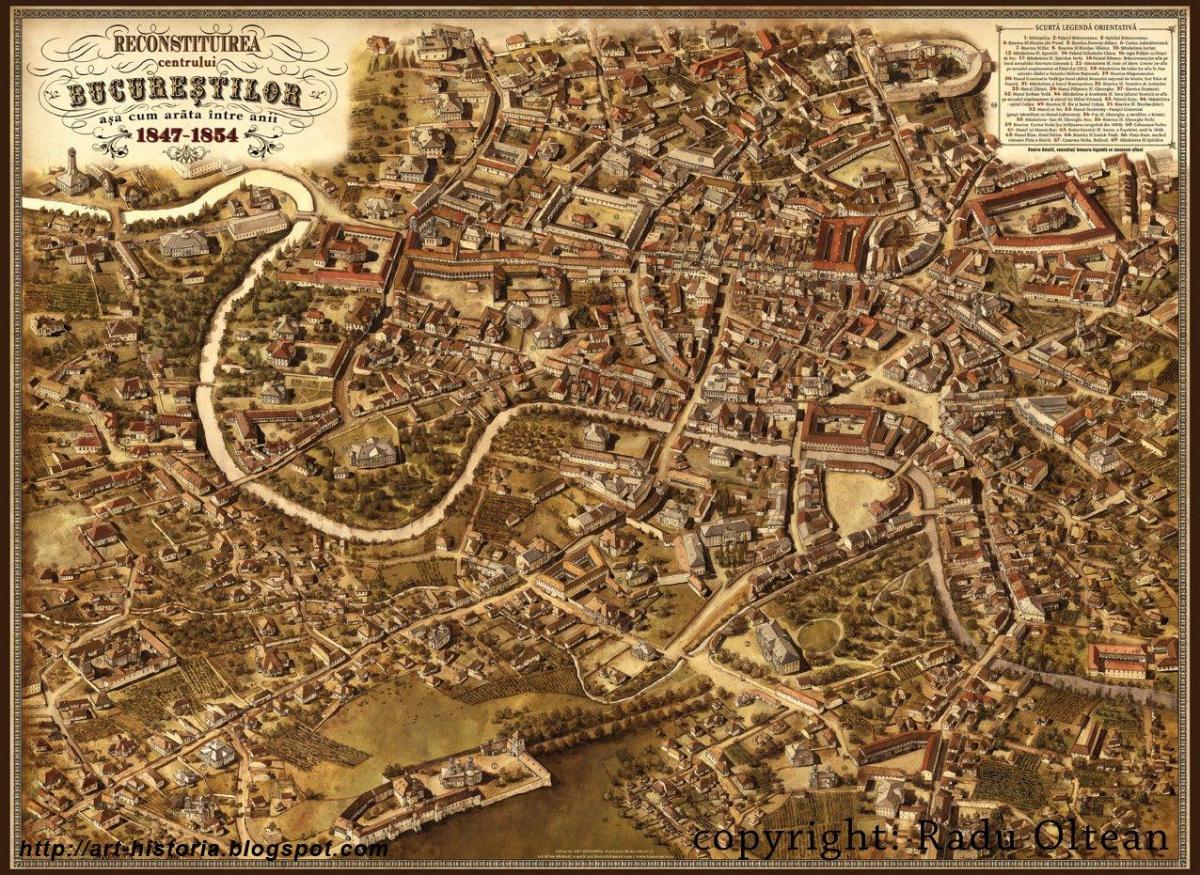 Boekarest antieke kaart